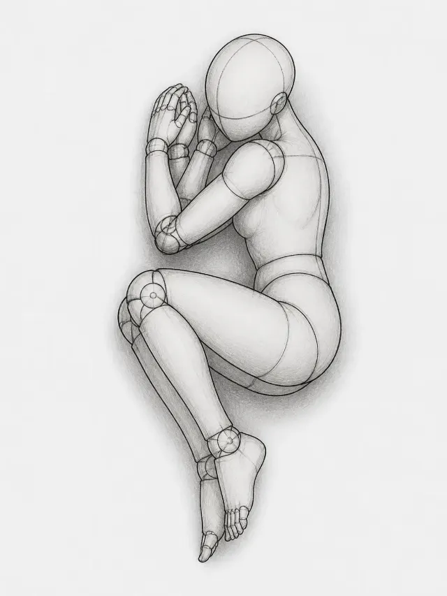 Top Down Curled Sleeping Pose Sketch
