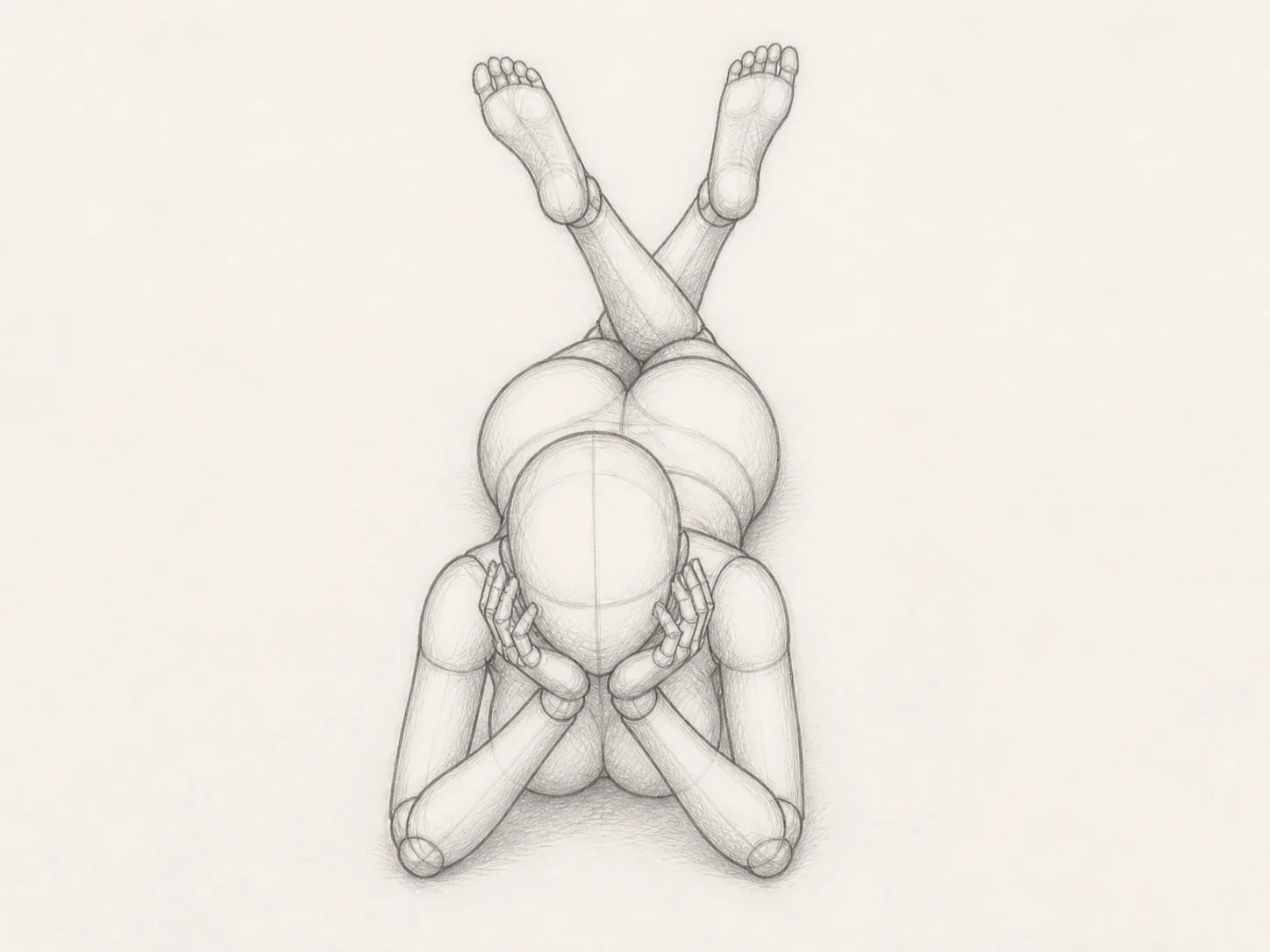 Top Down Female Mannequin Pose Sketch