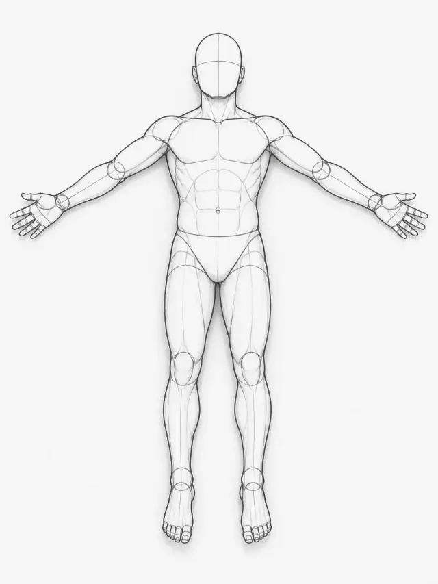 Top-Down Male Figure Pose Sketch