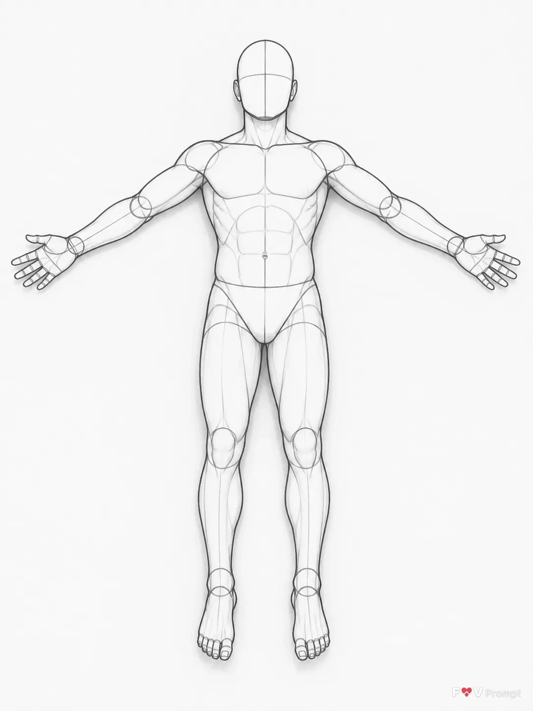 Top-Down Male Figure Pose Sketch