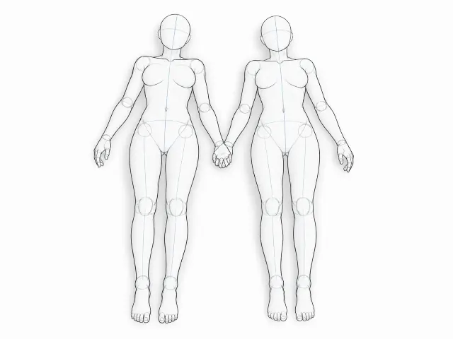 Top Down Pair Pose Reference Sketch