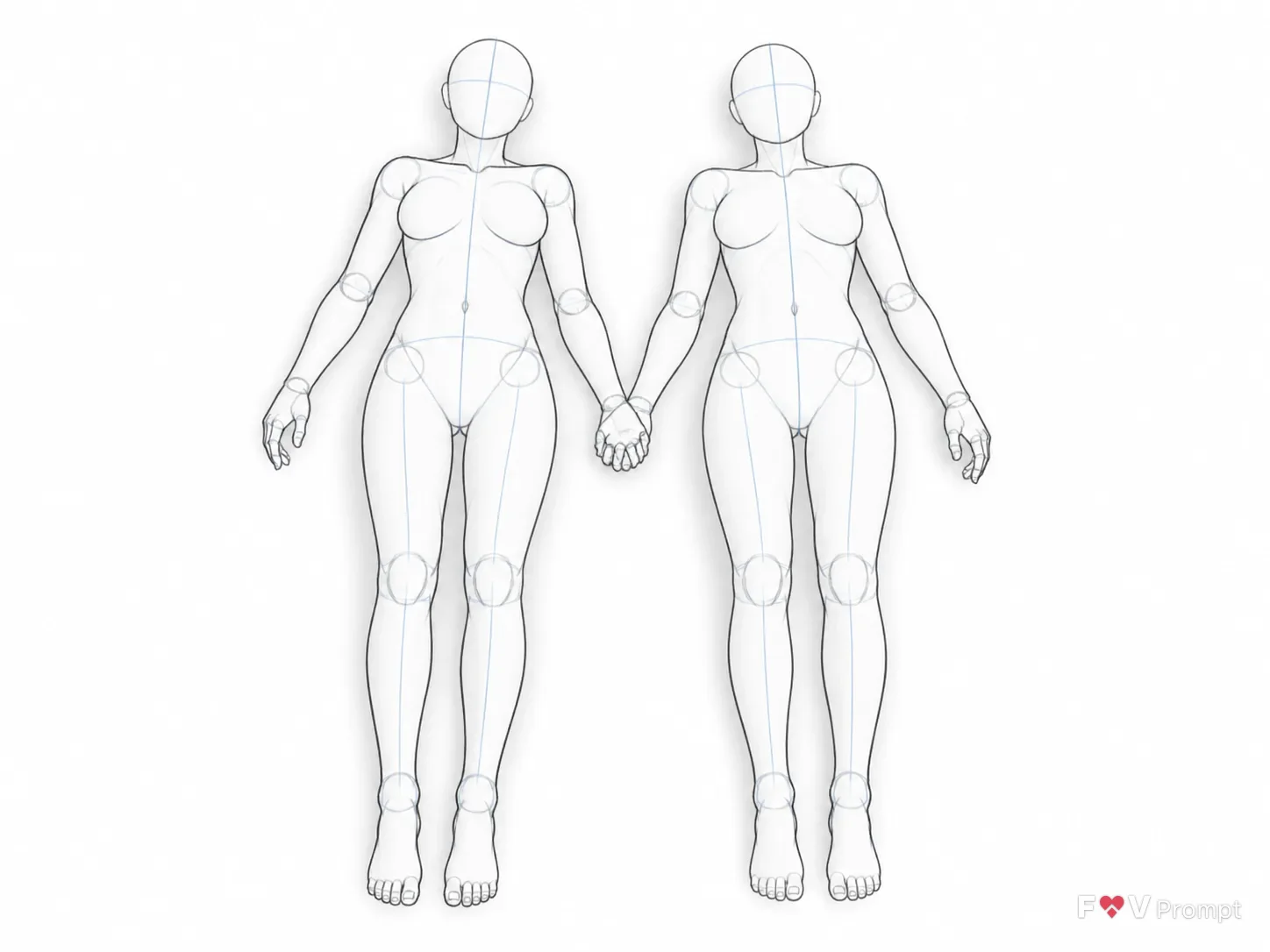 Top Down Pair Pose Reference Sketch