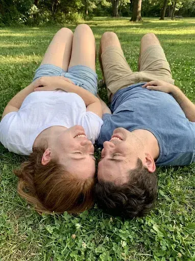 Top Down Summer Grass Couple Photo