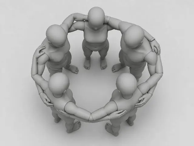 Top-Down Team Huddle Pose Reference
