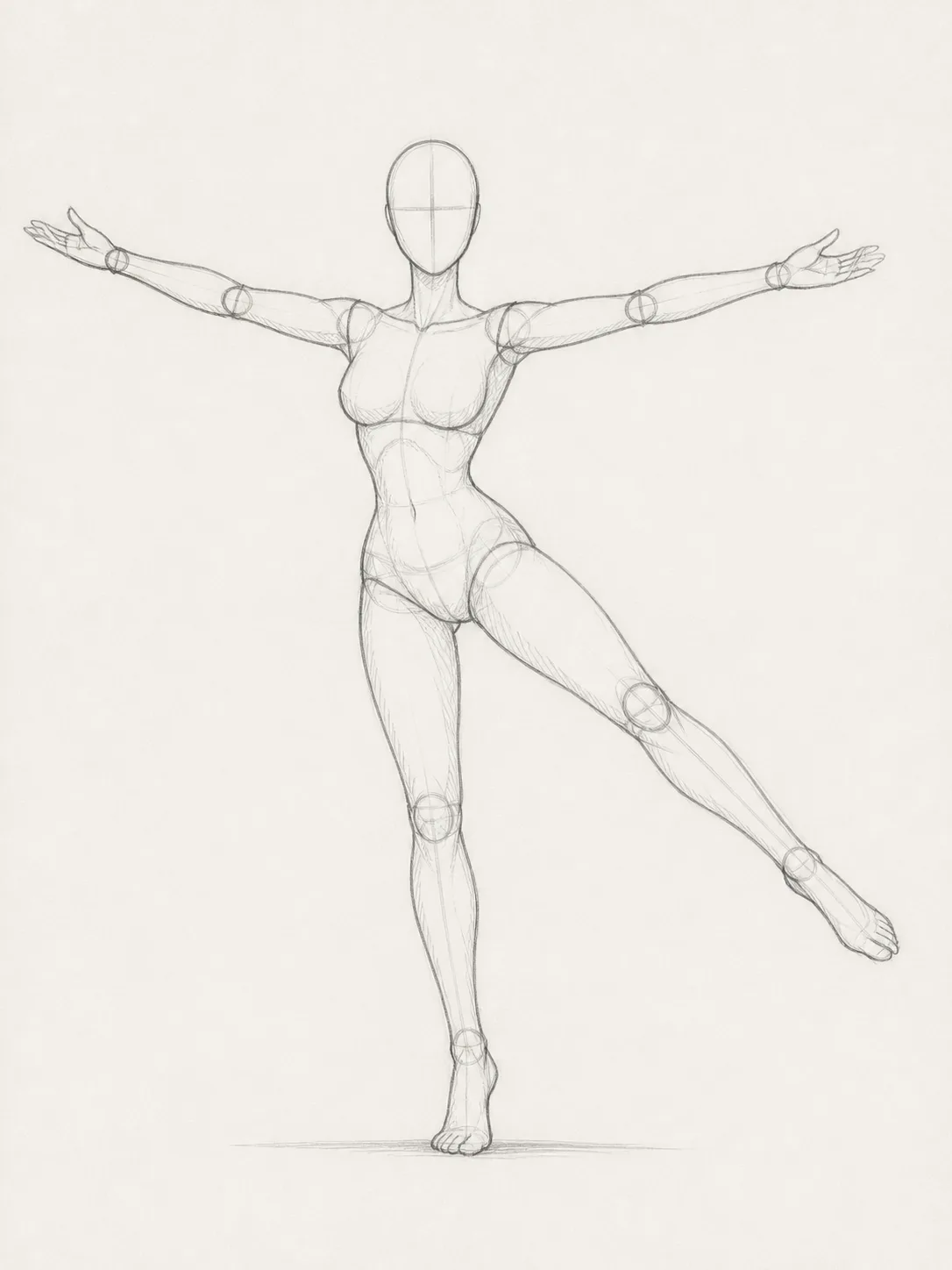 Twirling Female Mannequin Pose Sketch