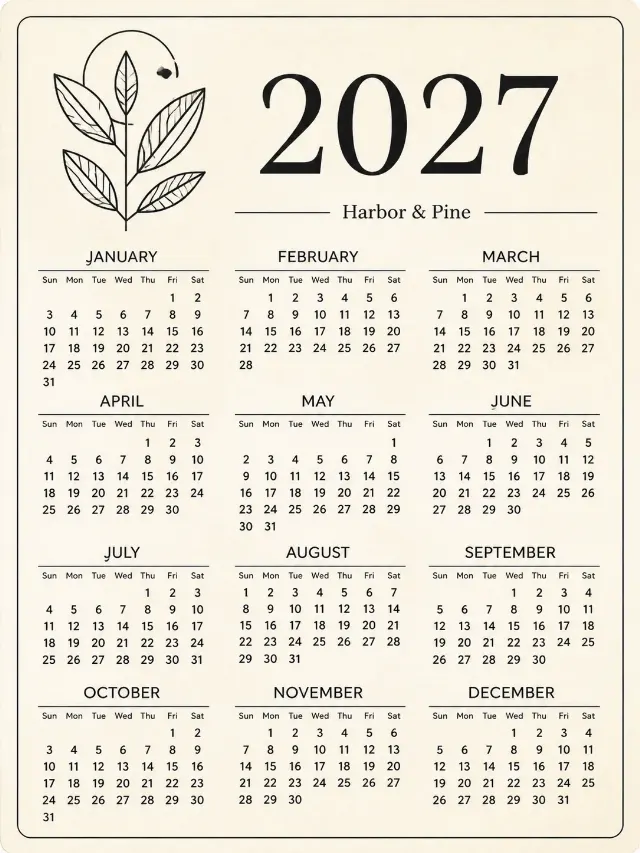 Two-Color 2027 Wallet Calendar Card