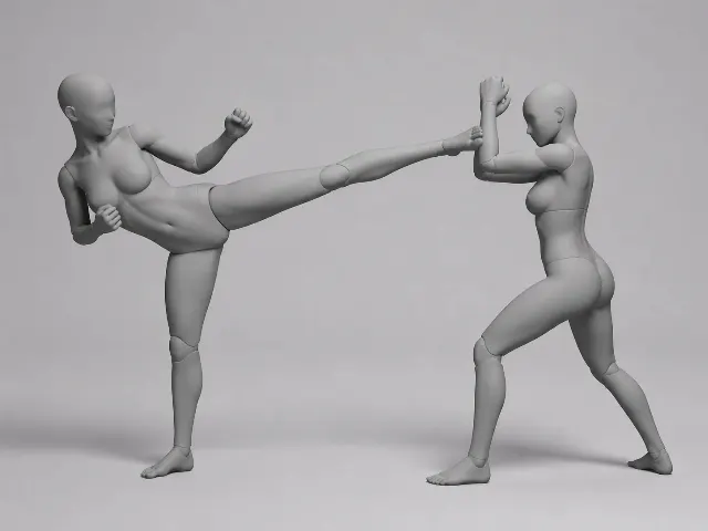 Two-Figure Sparring Pose Reference
