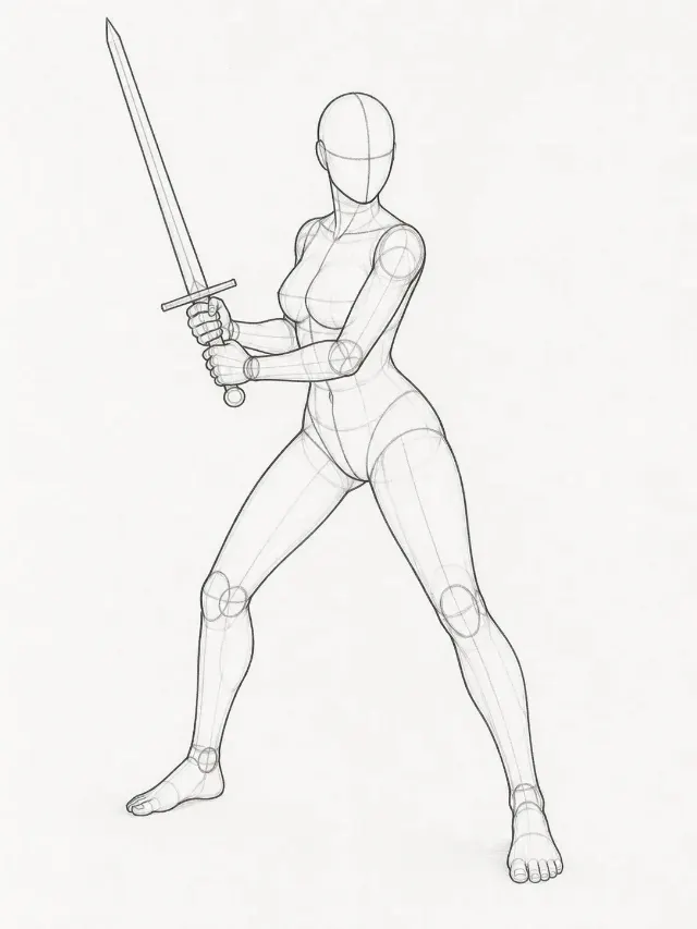 Two-Handed Sword Guard Pose Sketch