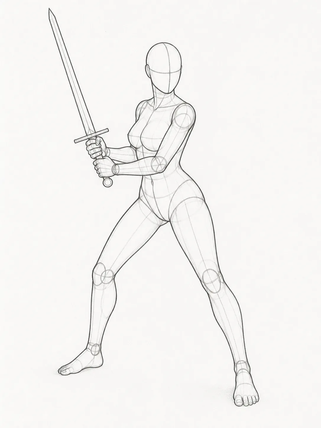 Two-Handed Sword Guard Pose Sketch