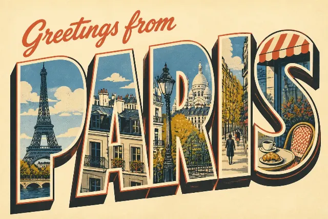 Vintage 1950s Paris Scene Postcard
