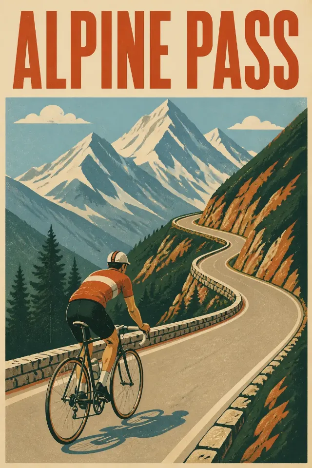 Vintage Alpine Road Cycling Poster