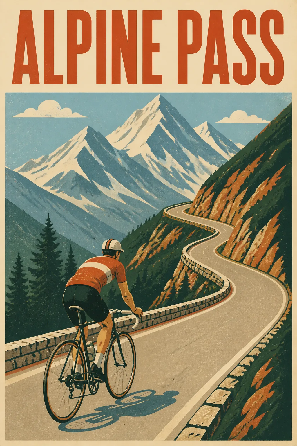 Vintage Alpine Road Cycling Poster