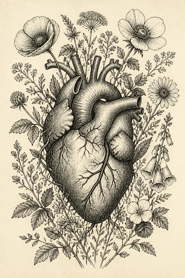 Vintage Botanical Anatomical Heart Print