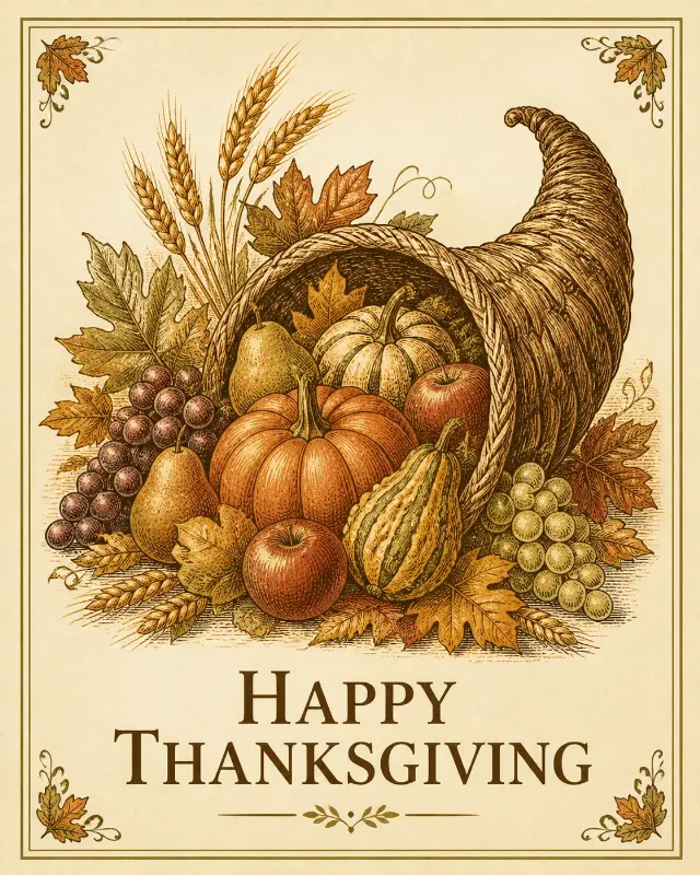 Vintage Botanical Thanksgiving Card