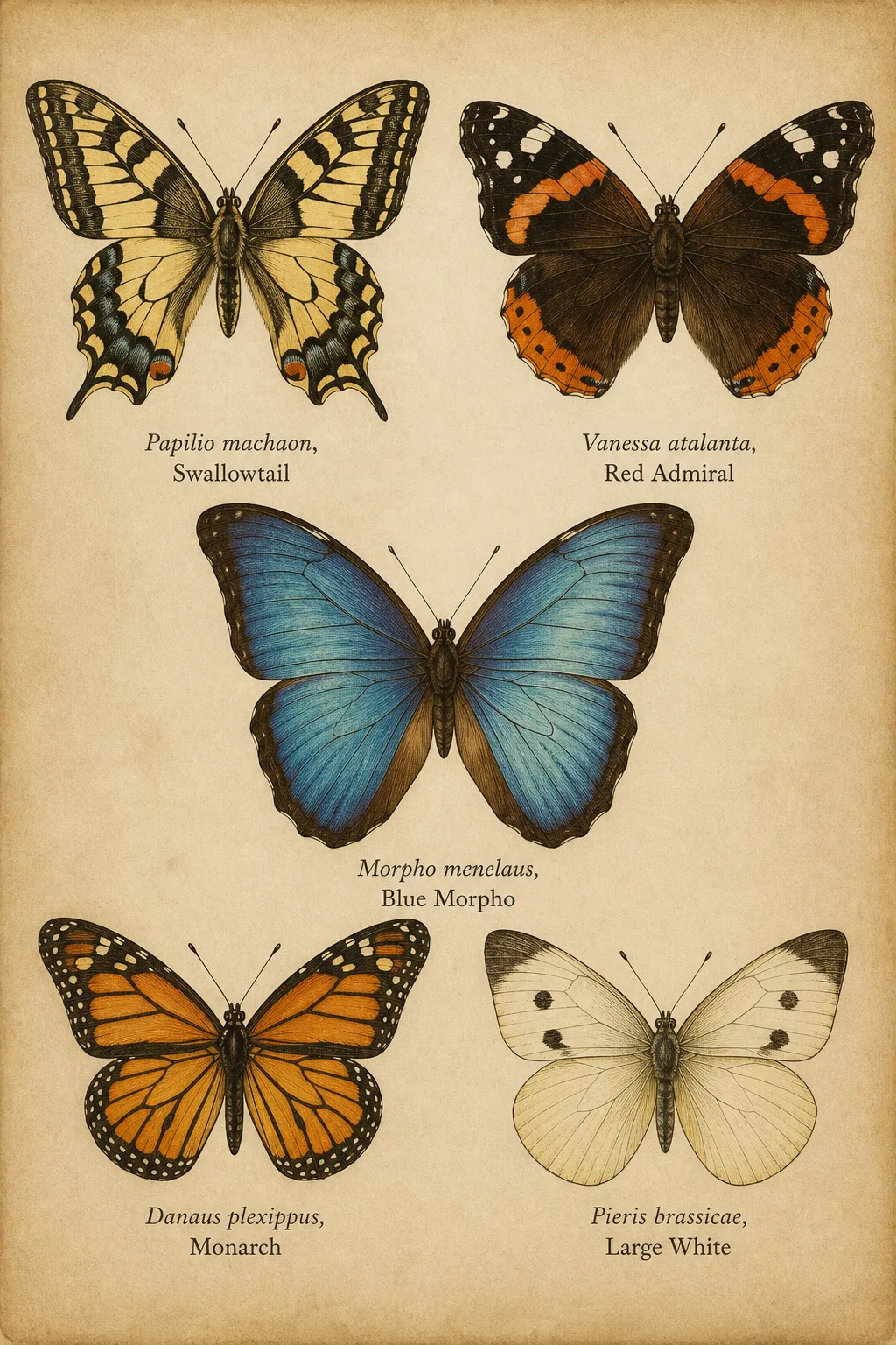 Vintage Butterfly Specimen Collection Poster