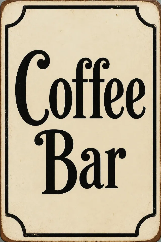 Vintage Coffee Bar Enamel Sign Print