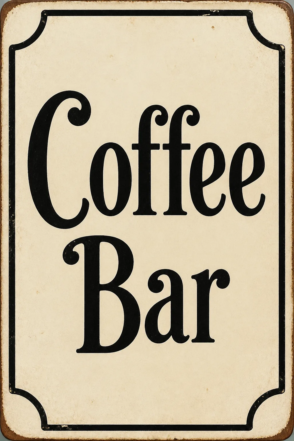 Vintage Coffee Bar Enamel Sign Print