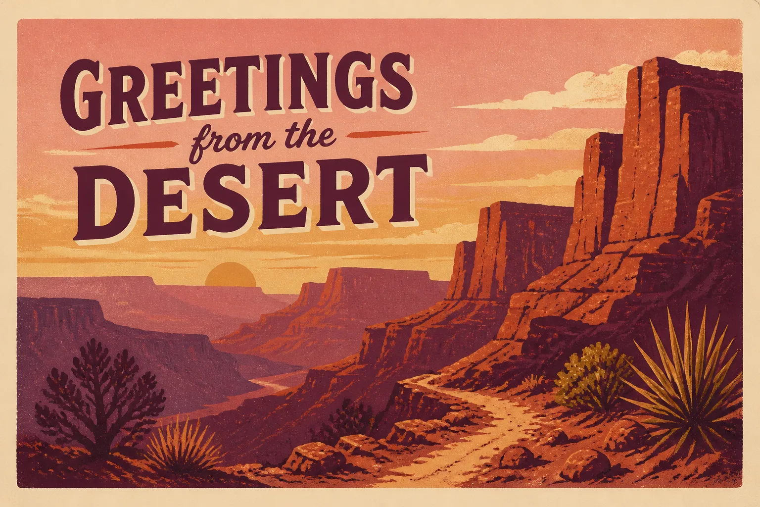 Vintage Desert Canyon National Park Postcard