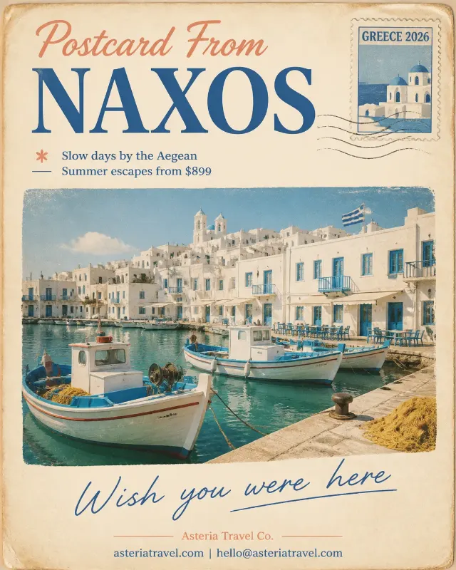 Vintage Greek Harbor Postcard Instagram Post