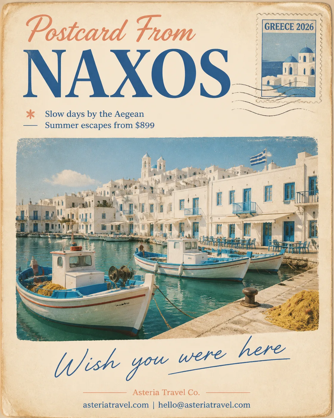 Vintage Greek Harbor Postcard Instagram Post