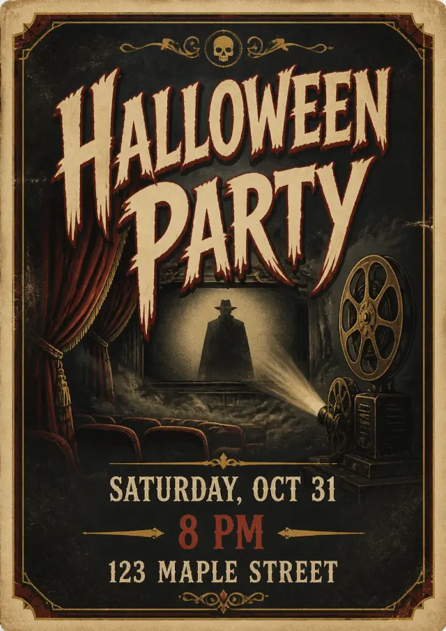 Vintage Horror Halloween Party Invitation
