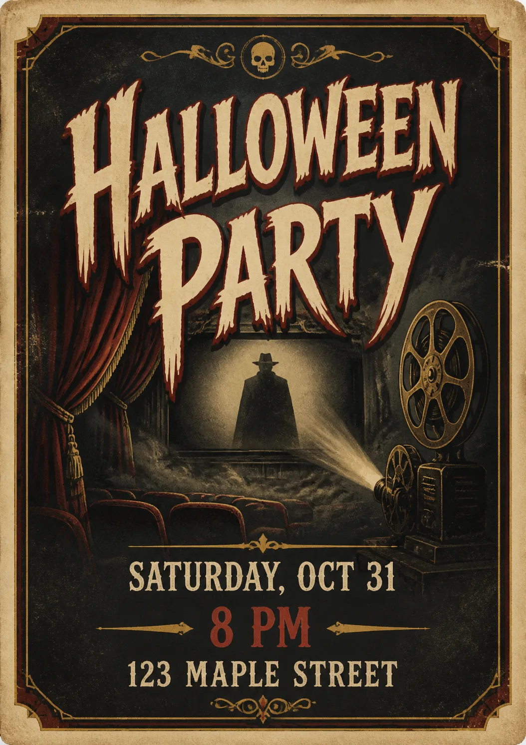 Vintage Horror Halloween Party Invitation