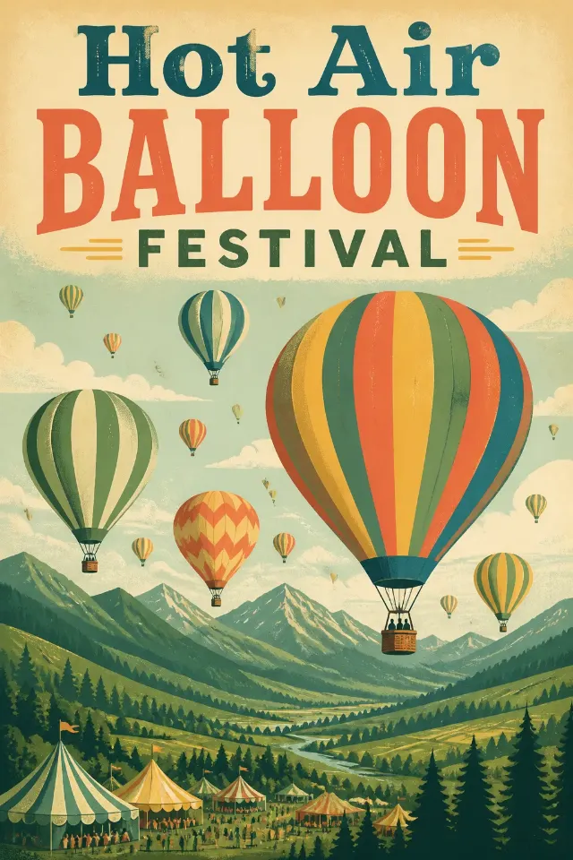 Vintage Hot Air Balloon Festival Poster