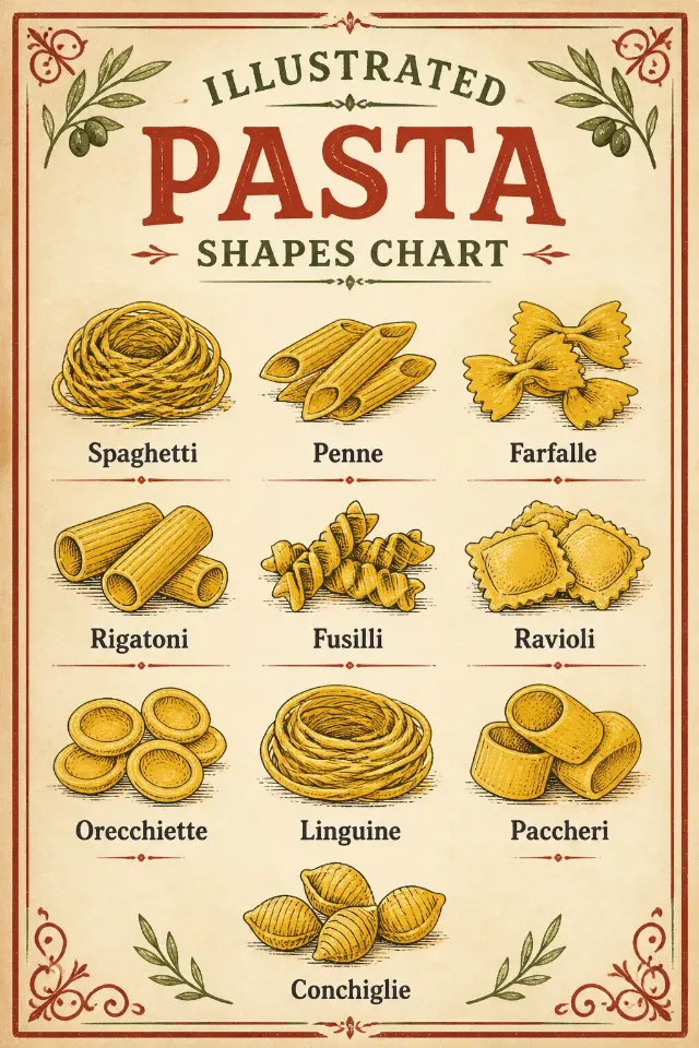Vintage Italian Pasta Shapes Chart