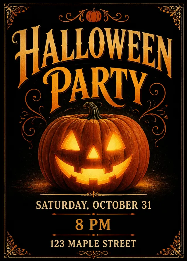 Vintage Jack O Lantern Halloween Invitation