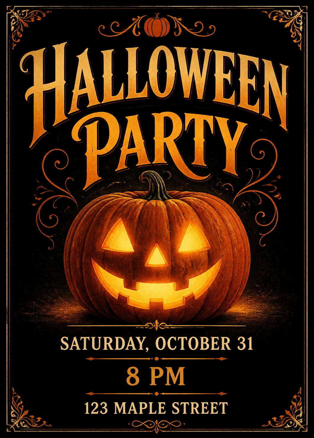 Vintage Jack O Lantern Halloween Invitation