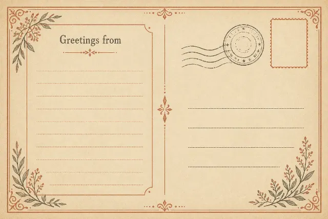 Vintage Paper Postcard Back Design