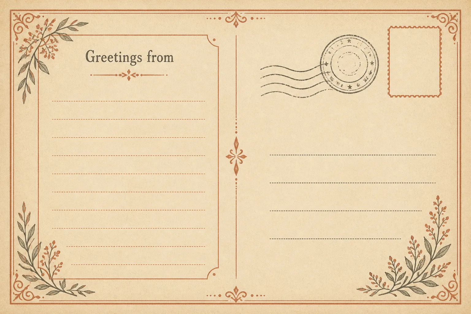 Vintage Paper Postcard Back Design