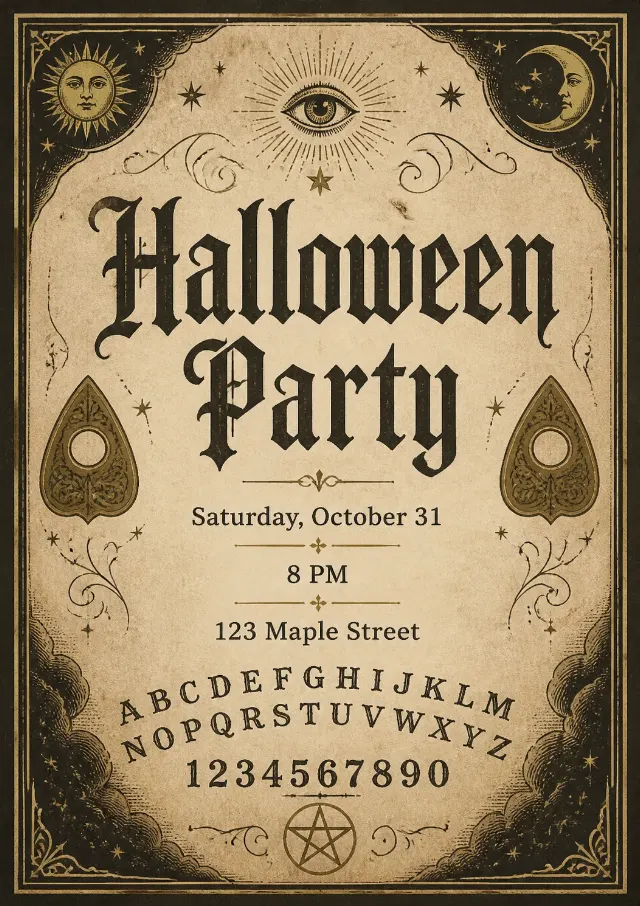 Vintage Spirit Board Halloween Invitation