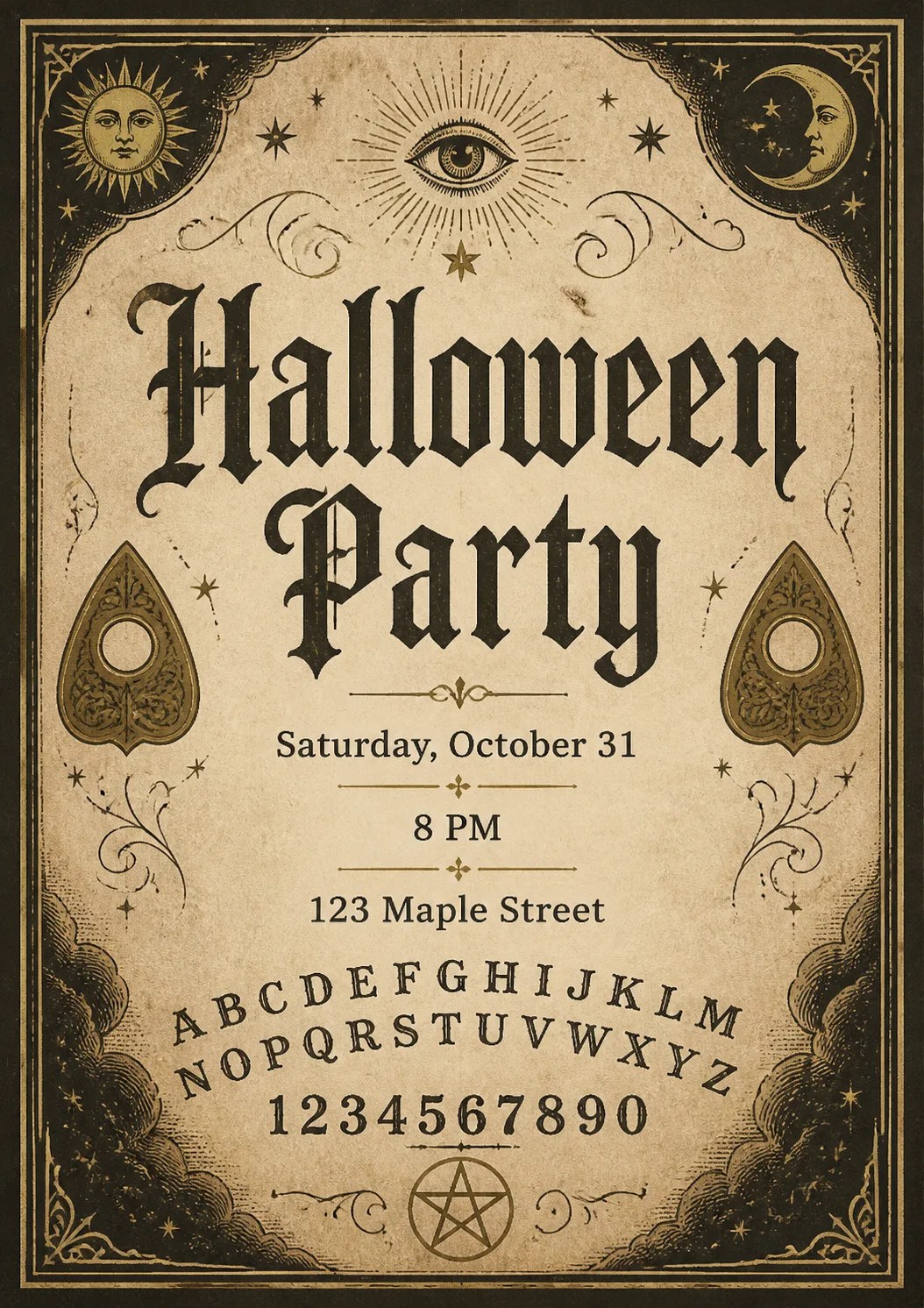 Vintage Spirit Board Halloween Invitation