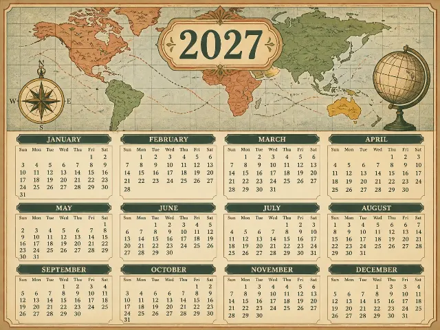 Vintage World Map Travel Calendar