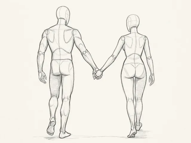Walking Away Couple Pose Reference