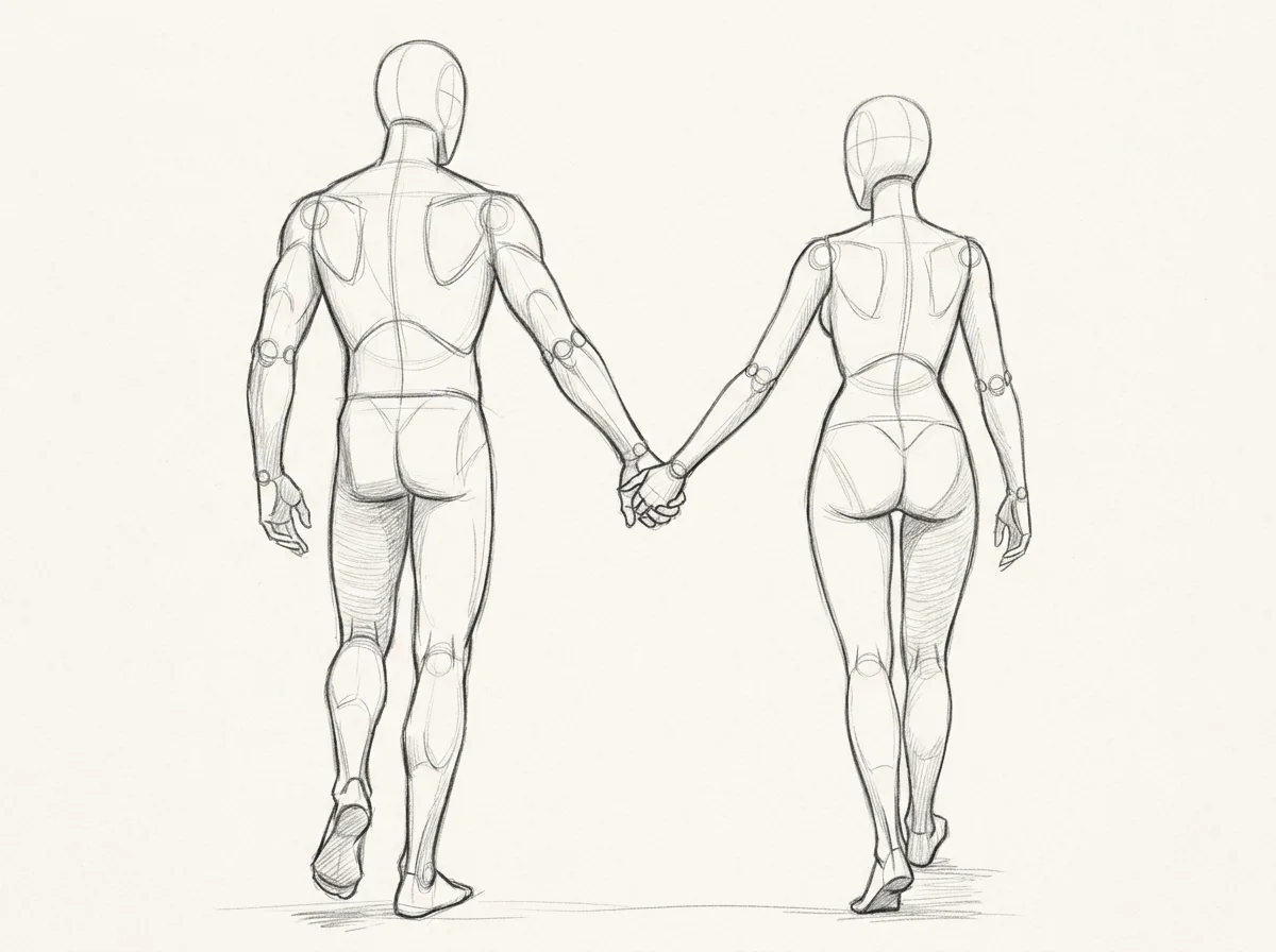 Walking Away Couple Pose Reference