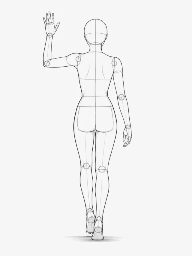 Walking Away Waving Pose Reference
