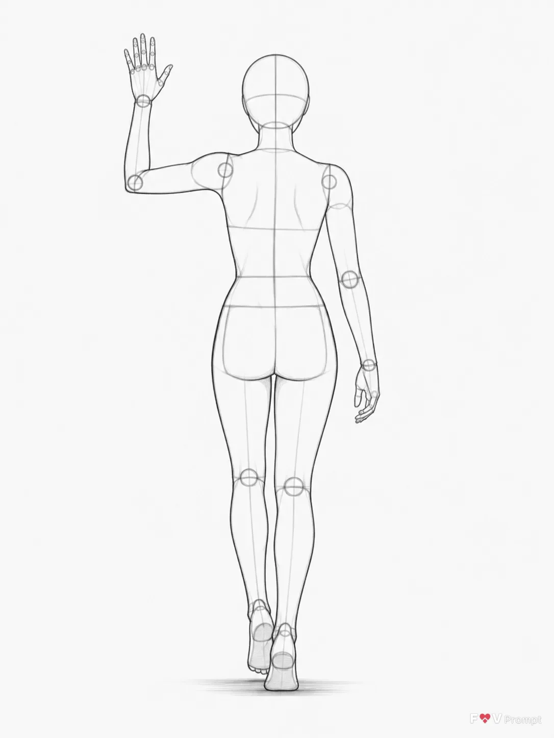 Walking Away Waving Pose Reference