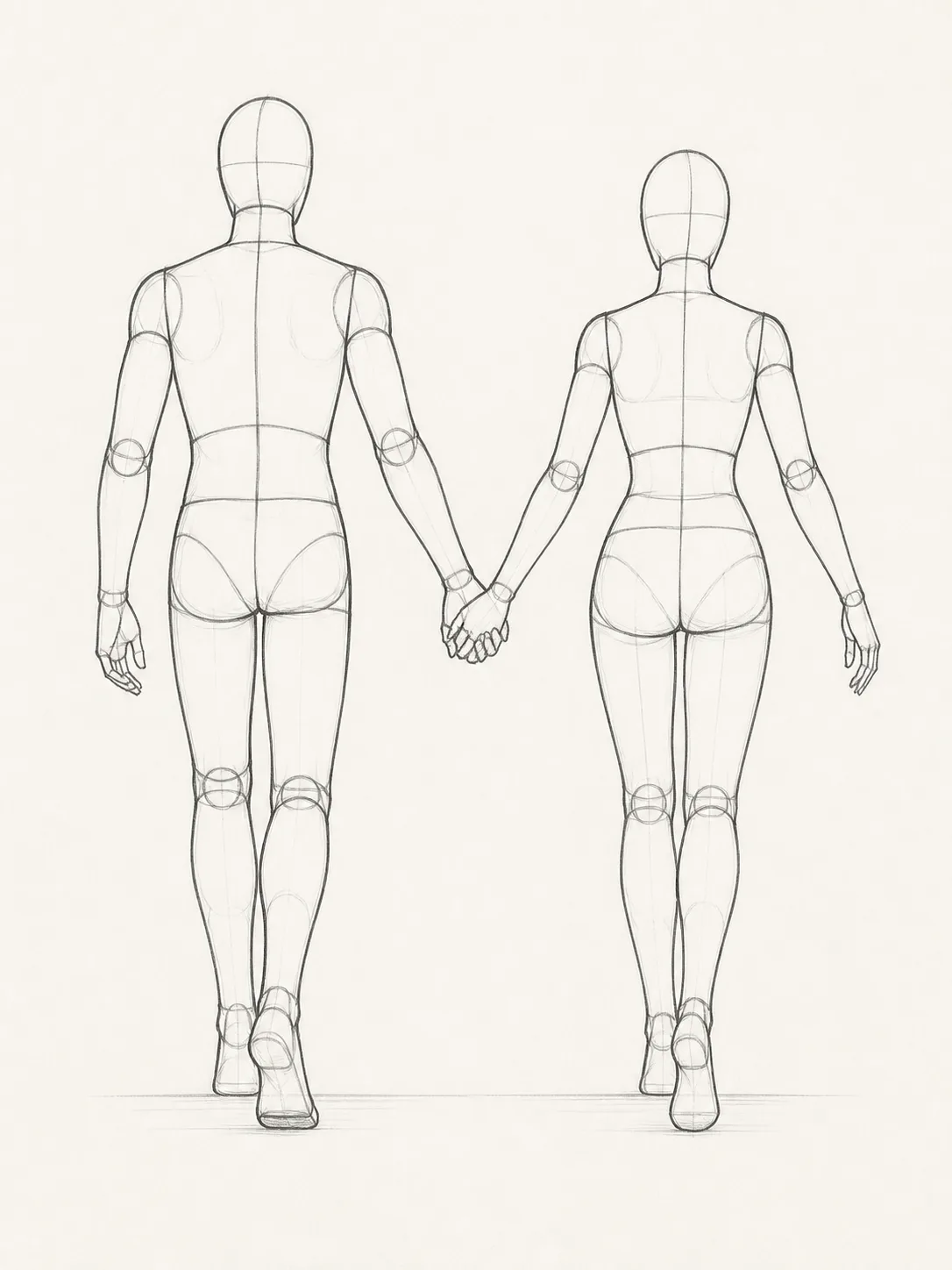 Walking Hand In Hand Pose Reference