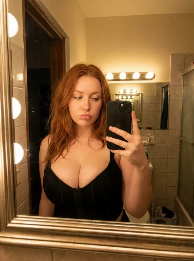Warm Bathroom Mirror Selfie Portrait