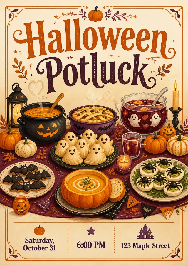Warm Halloween Potluck Invitation