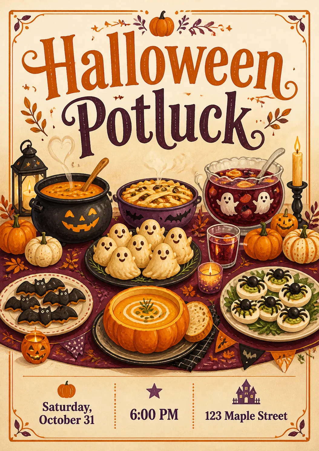 Warm Halloween Potluck Invitation