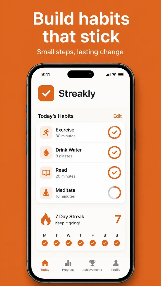 Warm Orange Habit Tracker App Screenshot