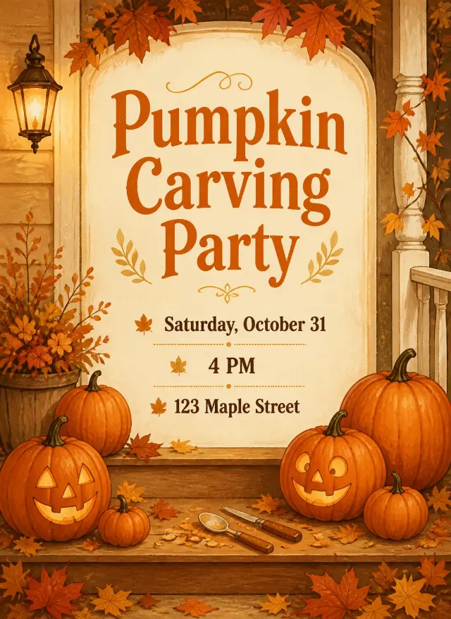 Warm Pumpkin Carving Party Invitation