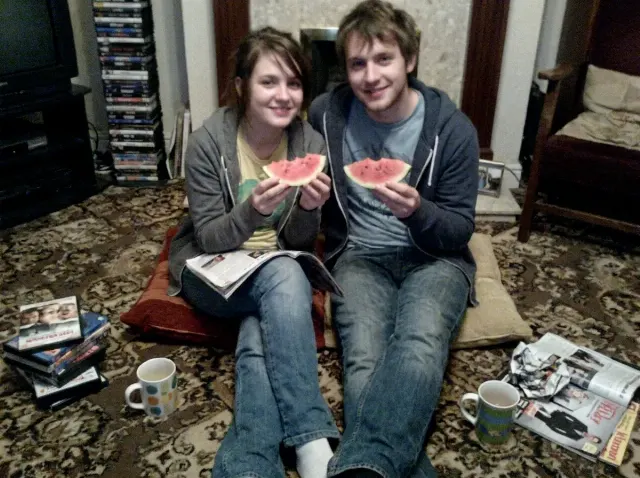 Washed Out Early Smartphone Couple Photo