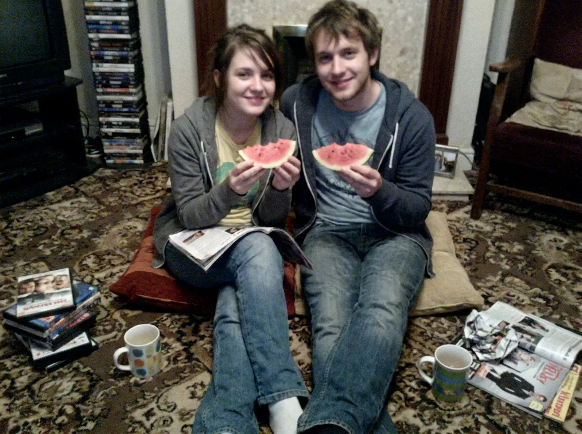 Washed Out Early Smartphone Couple Photo