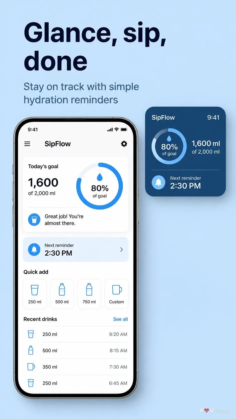 Water Reminder App Store Screenshot