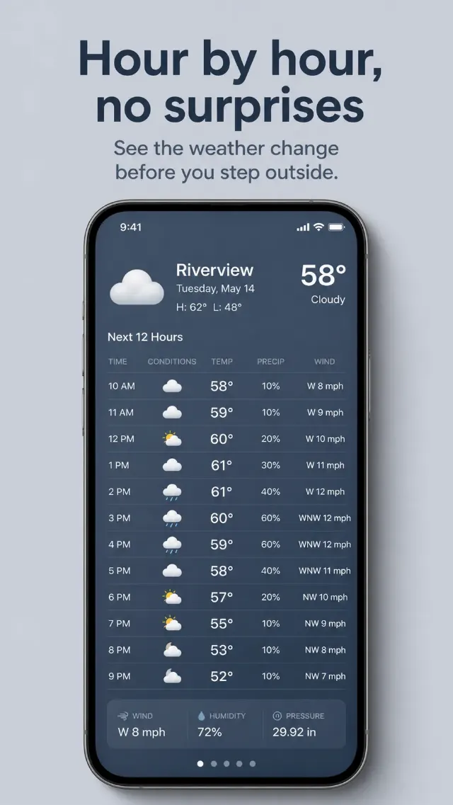 Weather App Hourly Forecast Screenshot