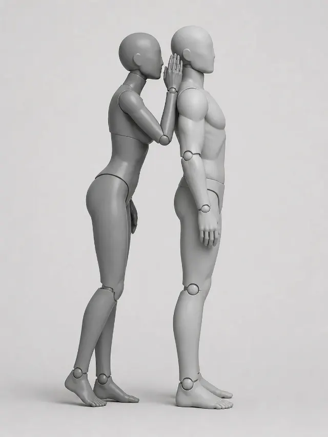 Whispering Pair Side View Pose Reference